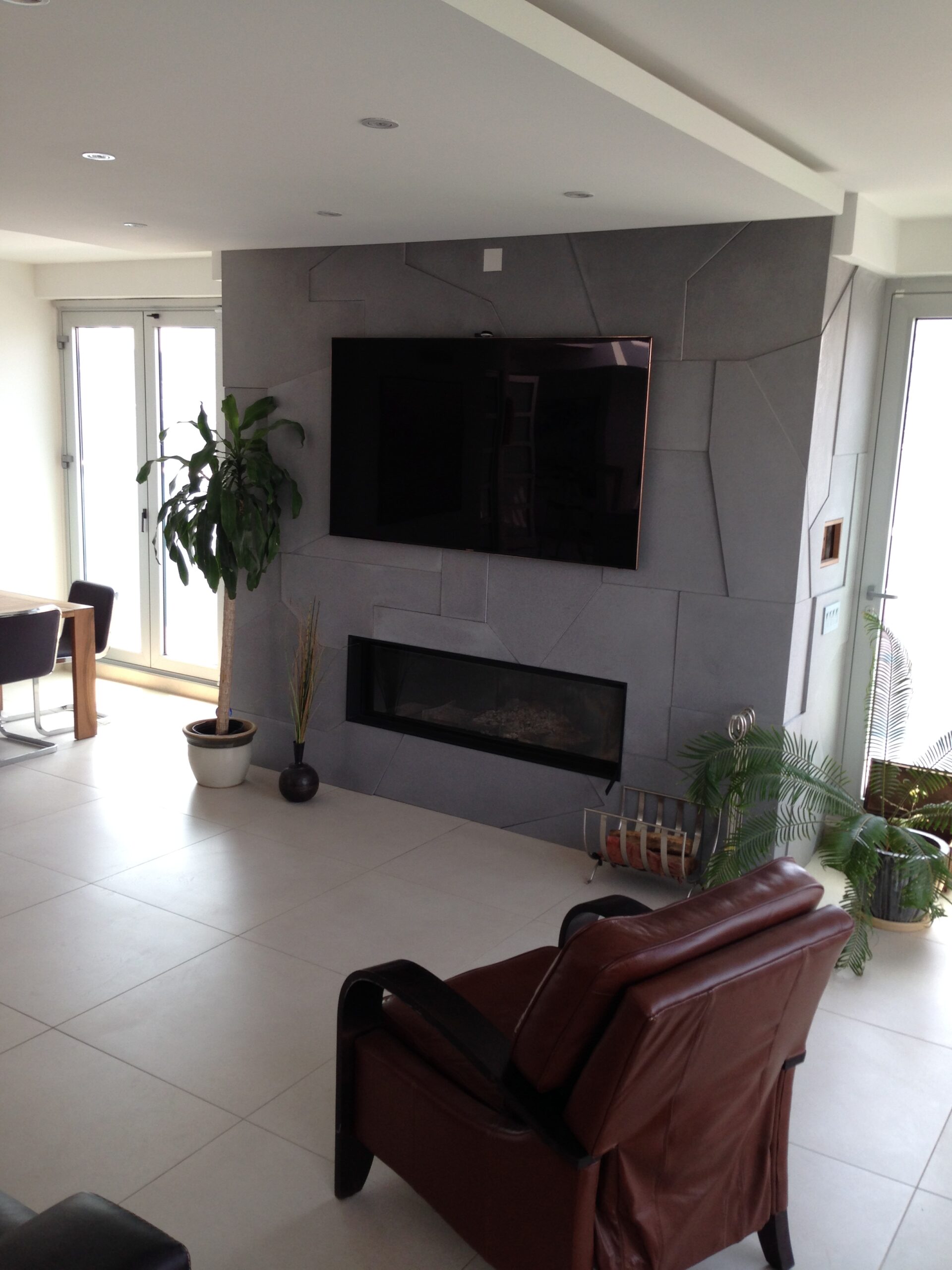 concrete fireplace